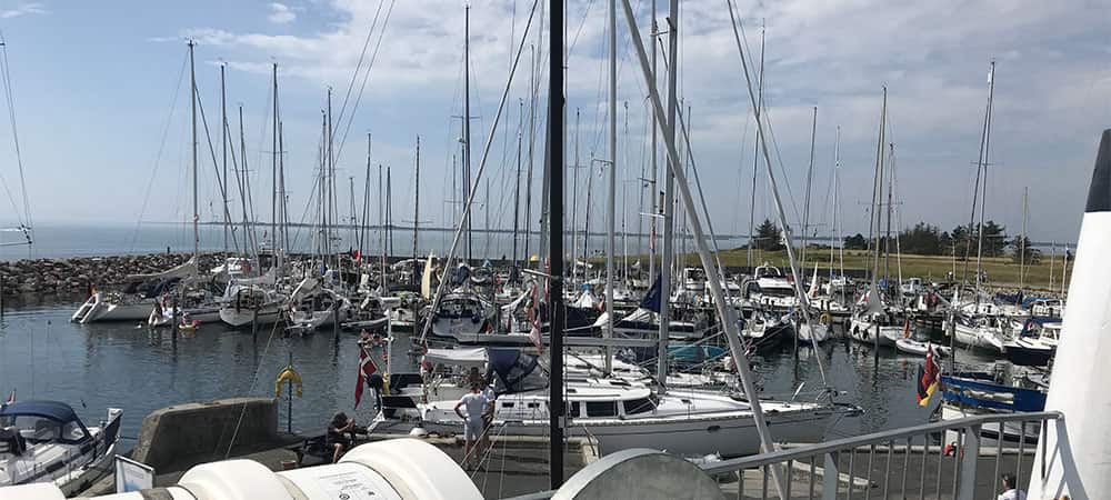 Udsigt over Bågø Havn fra Færgen Udsigt over Bågø Havn fra Færgen