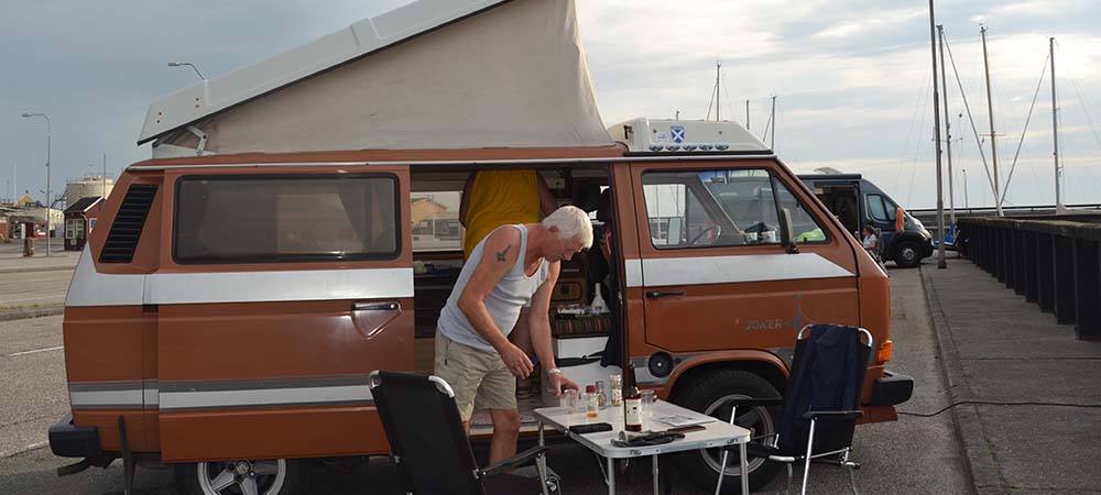 Autocampere på Kolby Kås Havn Autocampere på Kolby Kås Havn